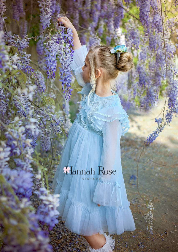New Lace Baby Blue Party Dress for Girls Princess Toddler Wedding Kids  Clothes | eBay